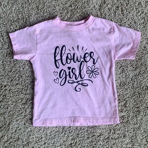 Pink Shortsleeved Crew Neck Flower Girl Tee Shirt, Size 3T